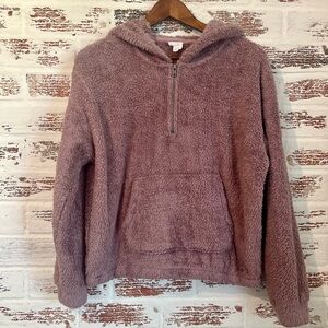 Cozie By Pink Rose Faux Fur Teddy Hoodie Pullover Size S Plum Purple